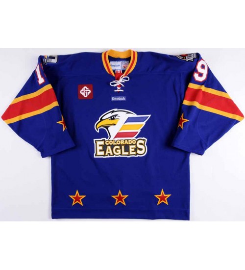 Custom ECHL 2013 Colorado Eagles 19 Joey Sides All Star Hockey Jersey Blue